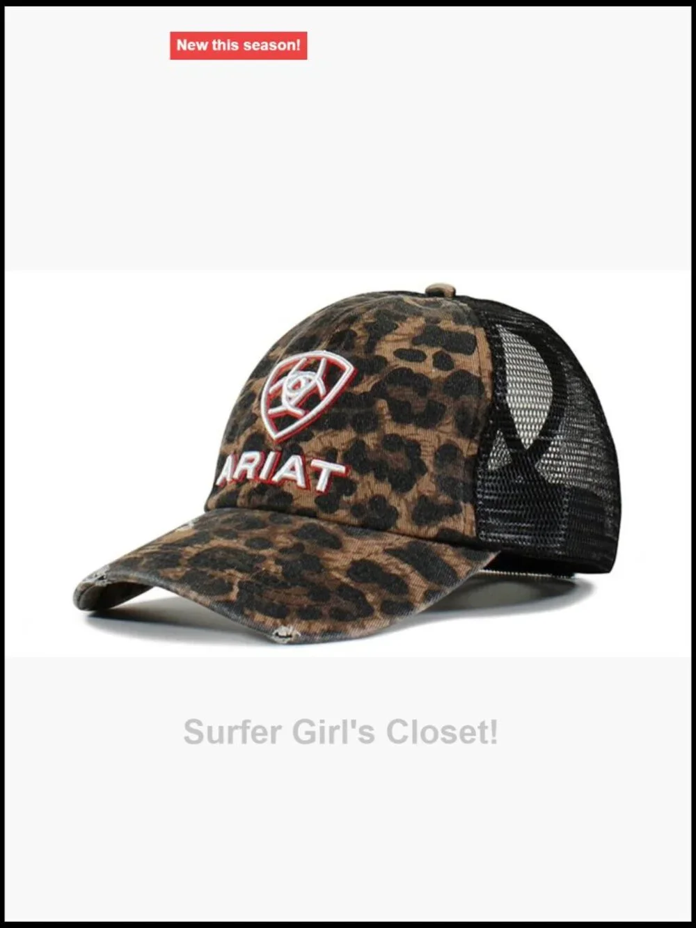 Black Ponytail Baseball Cap with Hook and Loop Closure, Adjustable